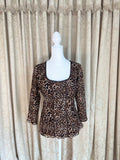 VINTAGE 1990’S SERENADE NY| LEOPARD LACE SCOOP NECK (L)